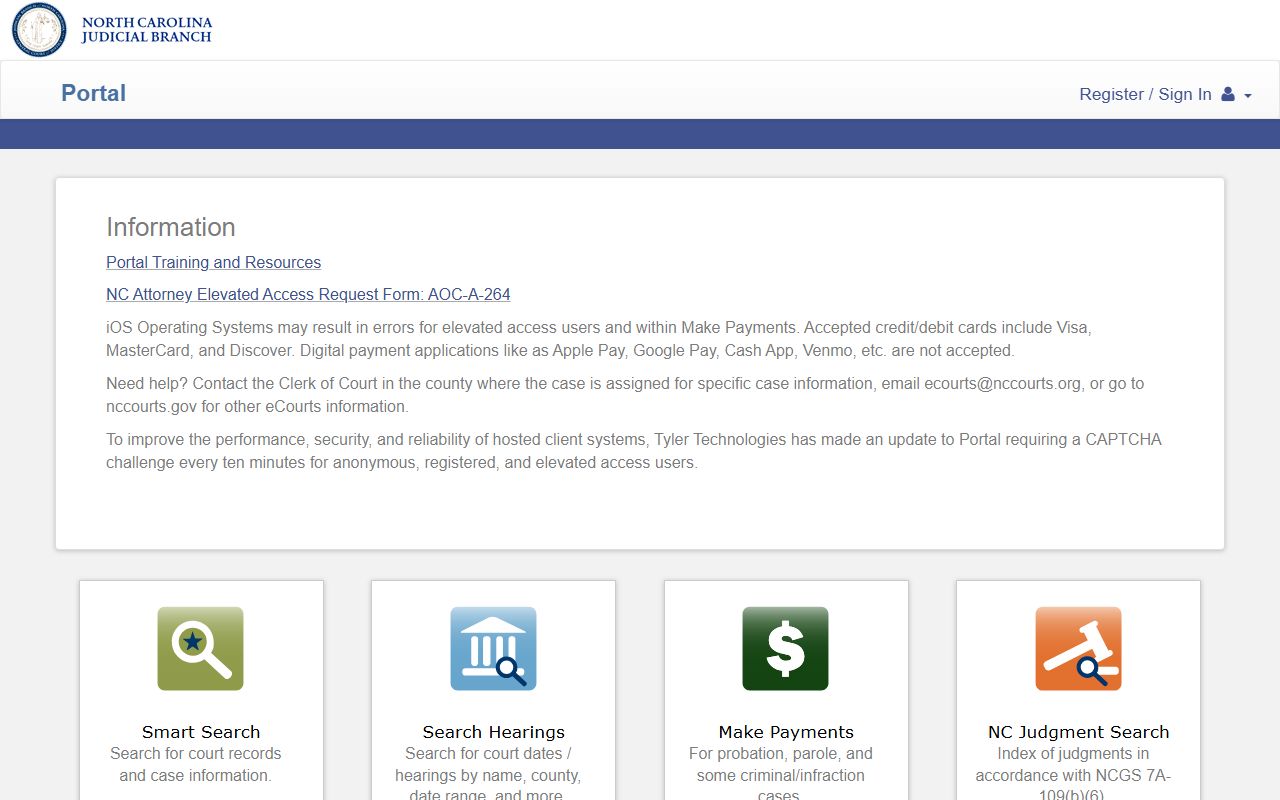 Union County court records after arrest NC eCourts Portal search entry